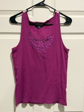 Apostrophe Magenta Lace-Trim Tank Top
